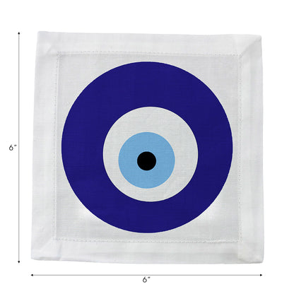 Evil Eye White Cotton Sateen Cocktail Napkins