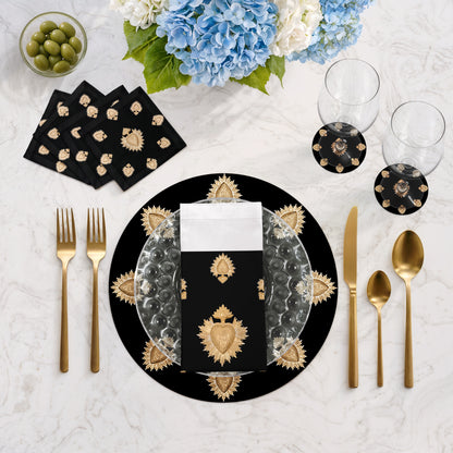 Ex Vote Black 16" Round Pebble Placemats, Set of 4 - nicolettemayer.com
