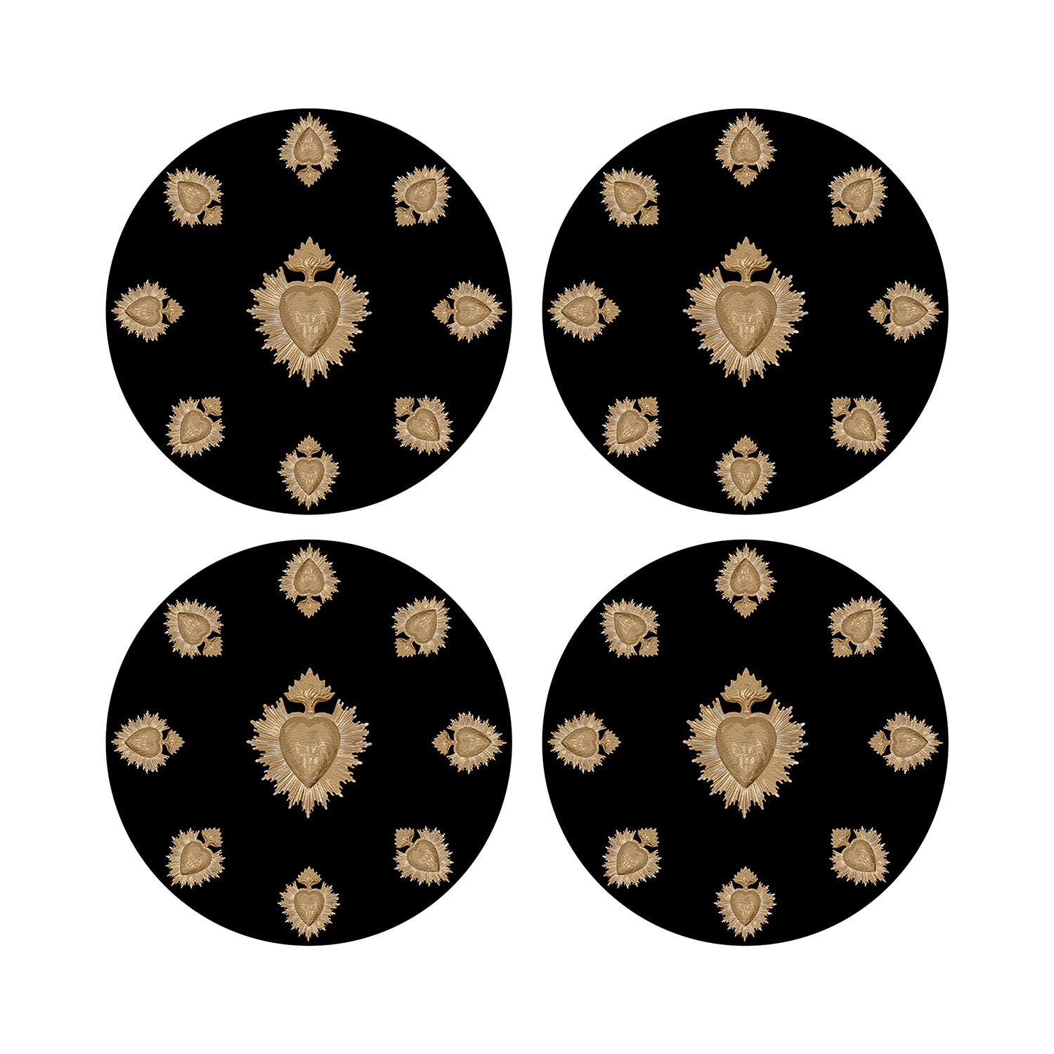 Ex Vote Black 16&quot; Round Pebble Placemats, Set of 4 - nicolettemayer.com
