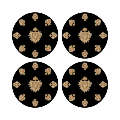 Ex Vote Black 16&quot; Round Pebble Placemats, Set of 4 - nicolettemayer.com
