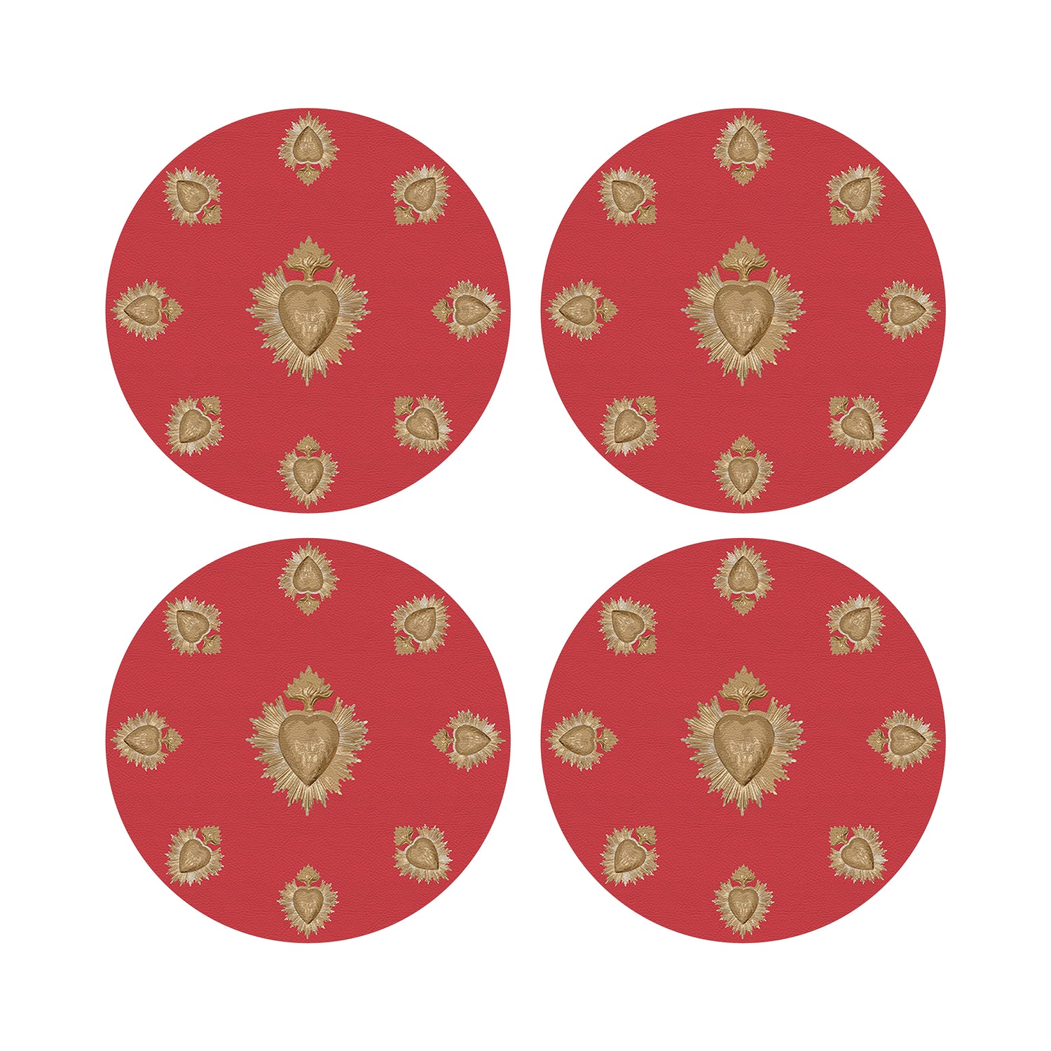 Ex Vote Crimson 16&quot; Round Pebble Placemats, Set of 4 - nicolettemayer.com
