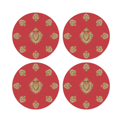 Ex Vote Crimson 16&quot; Round Pebble Placemats, Set of 4 - nicolettemayer.com
