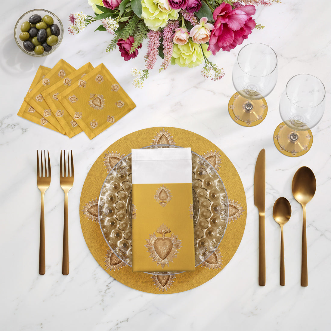 Ex Vote Gold 16" Round Pebble Placemats, Set of 4 - nicolettemayer.com
