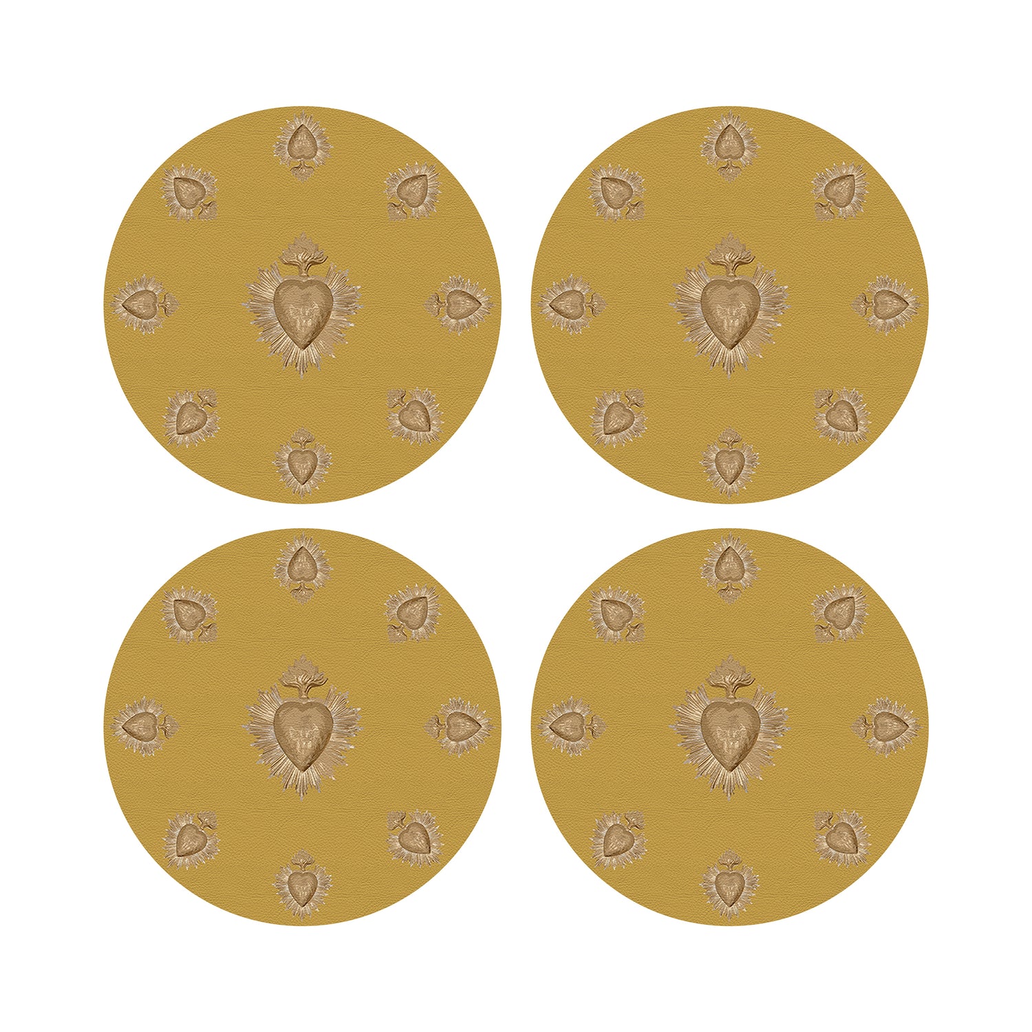 Ex Vote Gold 16&quot; Round Pebble Placemats, Set of 4 - nicolettemayer.com
