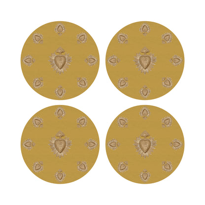 Ex Vote Gold 16&quot; Round Pebble Placemats, Set of 4 - nicolettemayer.com
