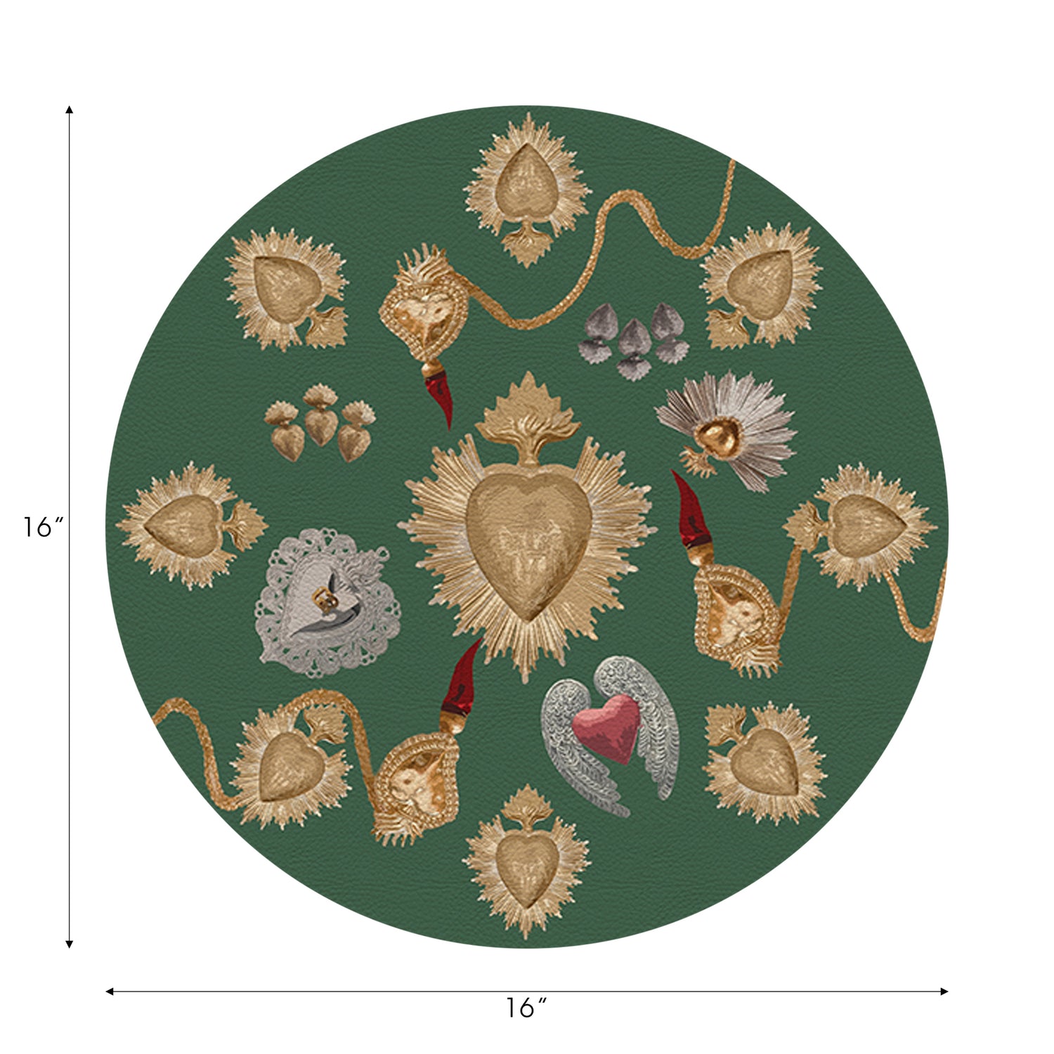 Ensemble de 4 sets de table ronds Ex Vote Sacred Hearts Evergreen de 40,6 cm