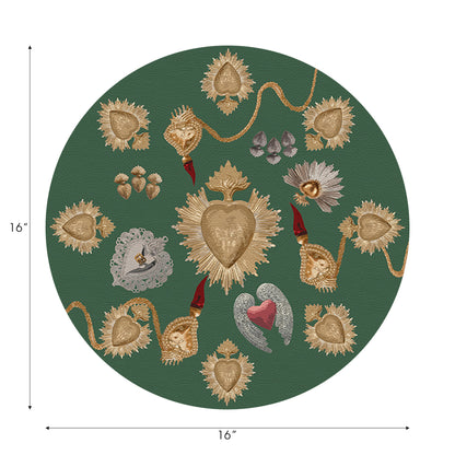 Ensemble de 4 sets de table ronds Ex Vote Sacred Hearts Evergreen de 40,6 cm