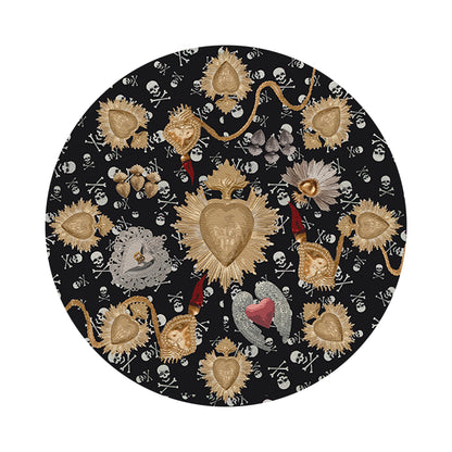 Ex Vote Skulls Black Vegan Leather Round Coasters