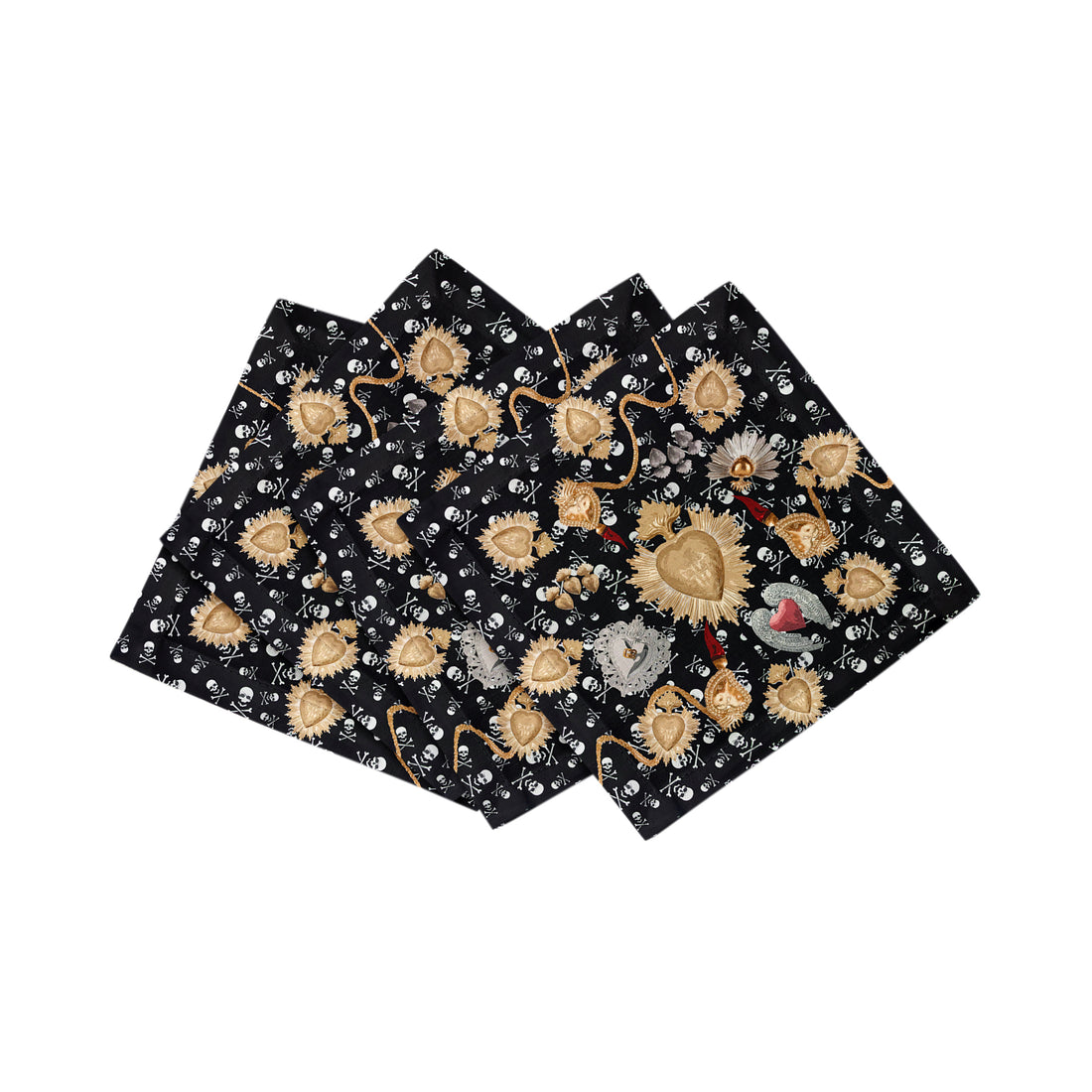 Ex Vote Skulls Cotton Sateen Cocktail Napkins