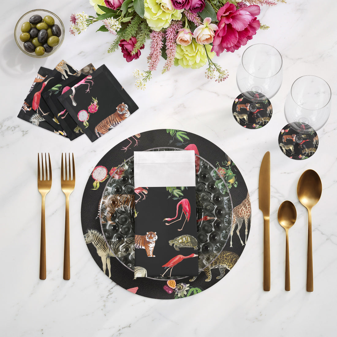 Exotix Black Vegan Leather Round Pebble Placemat - nicolettemayer.com