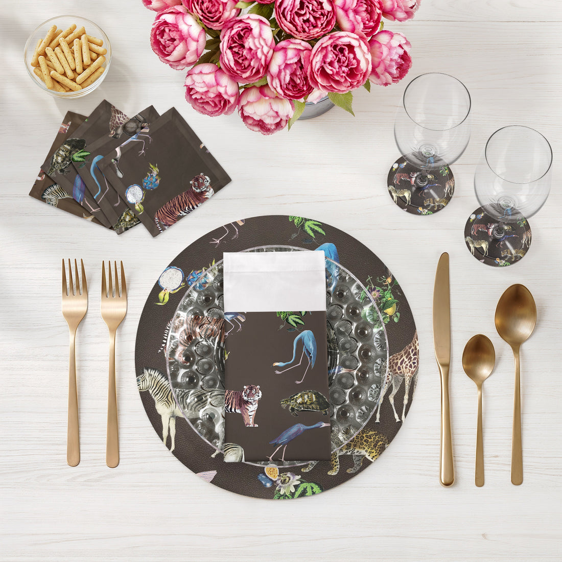 Exotix Brown Vegan Leather Round Pebble Placemat - nicolettemayer.com