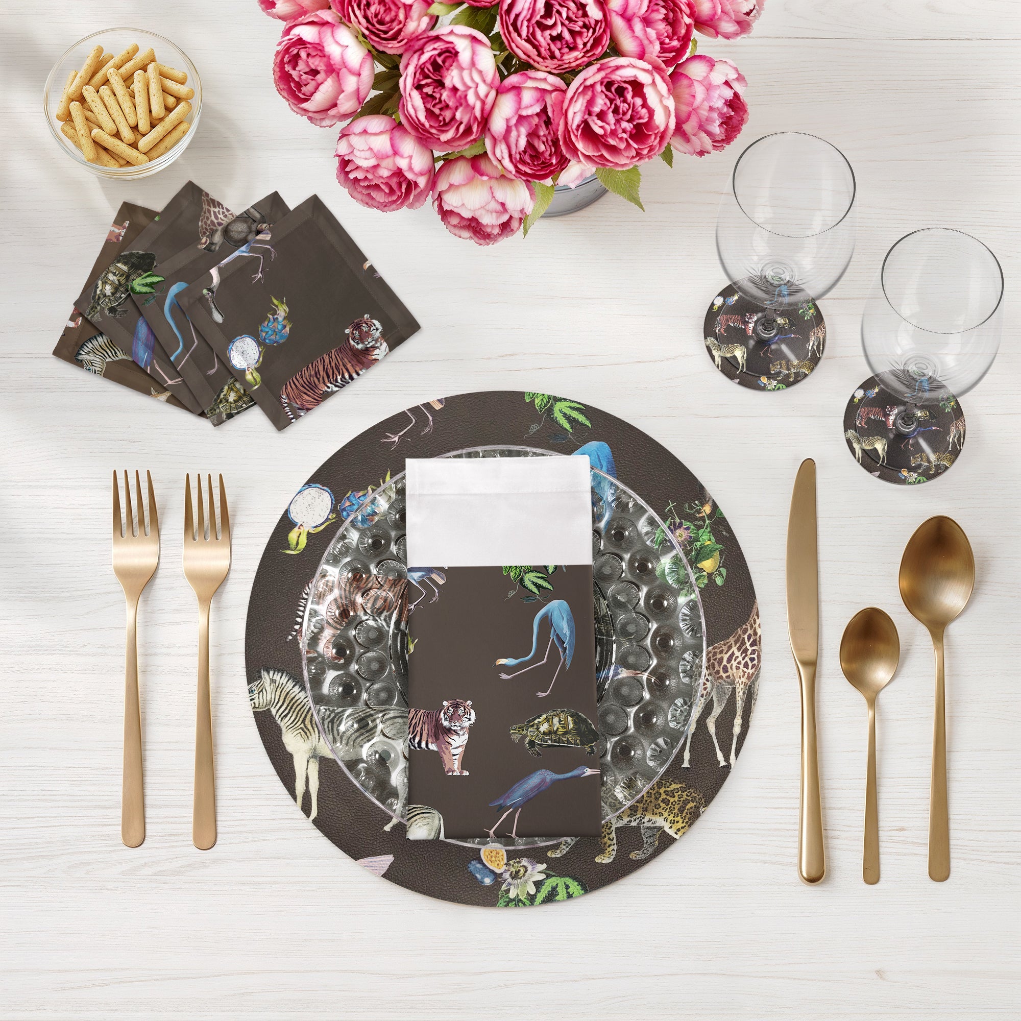 Exotix Brown Vegan Leather Round Pebble Placemat - nicolettemayer.com