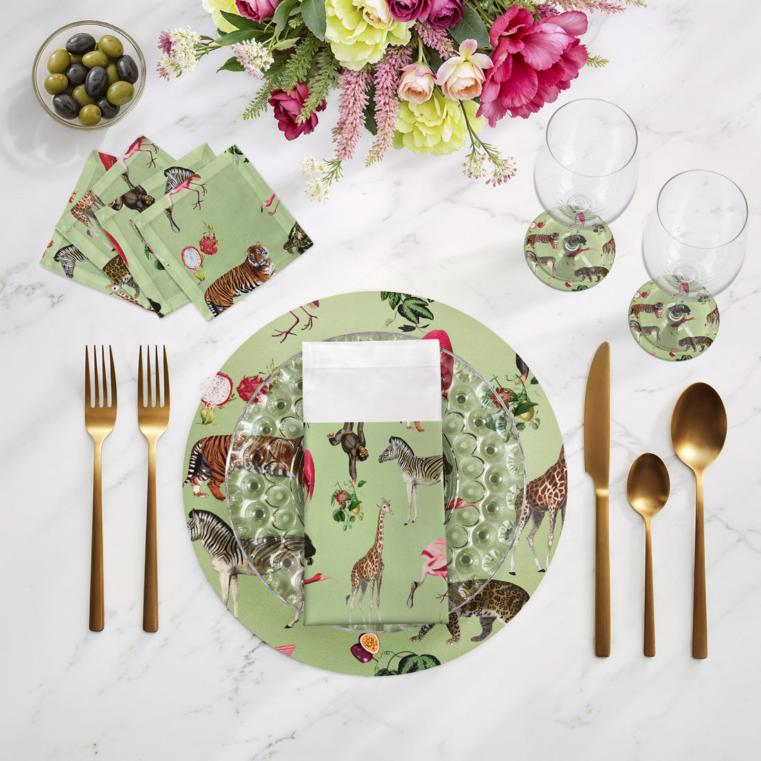 Exotix Avocado 16&quot; Runde Kieselstein-Tischsets, 4er-Set