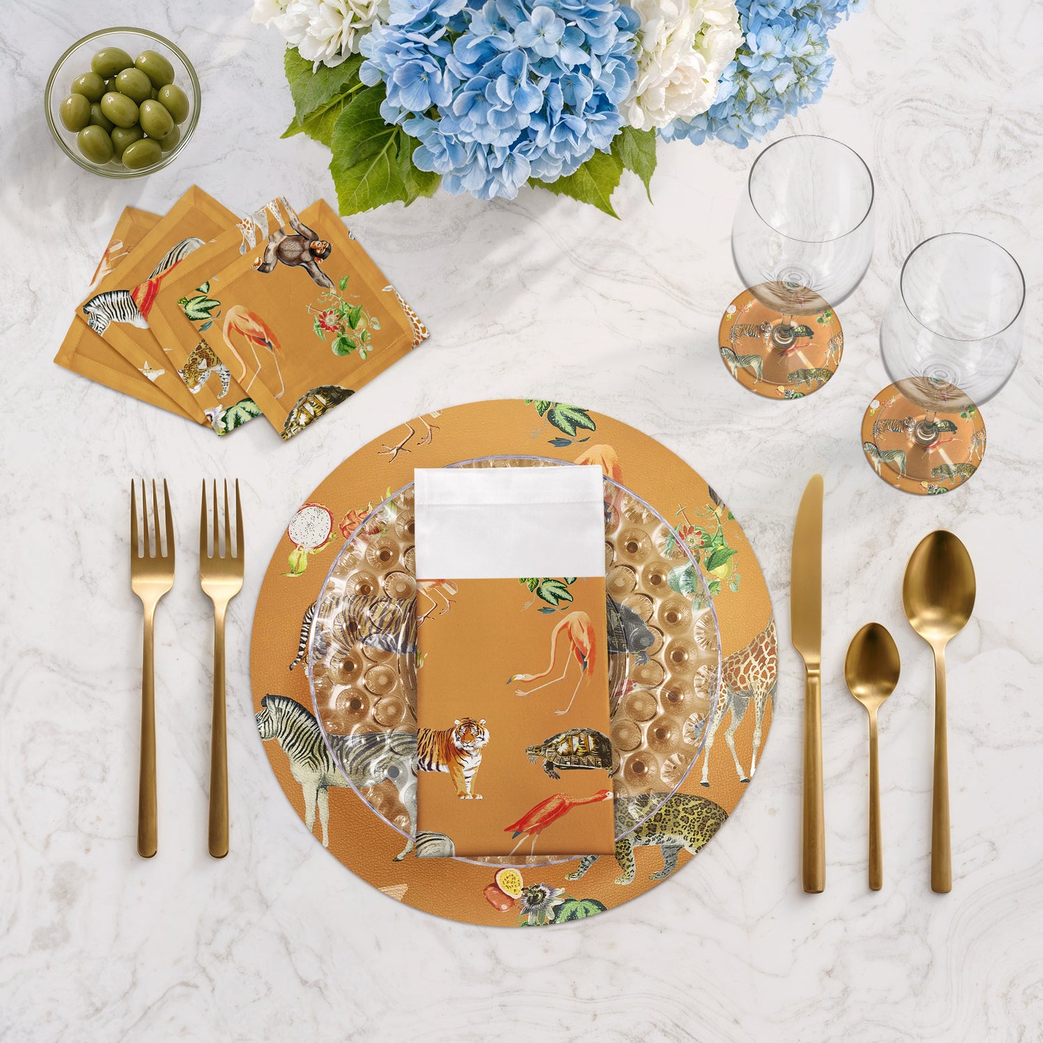 Exotix Tangerine Vegan Leather Round Pebble Placemat - nicolettemayer.com