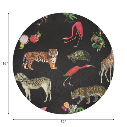 Set de table rond Exotix noir 40 cm, lot de 4