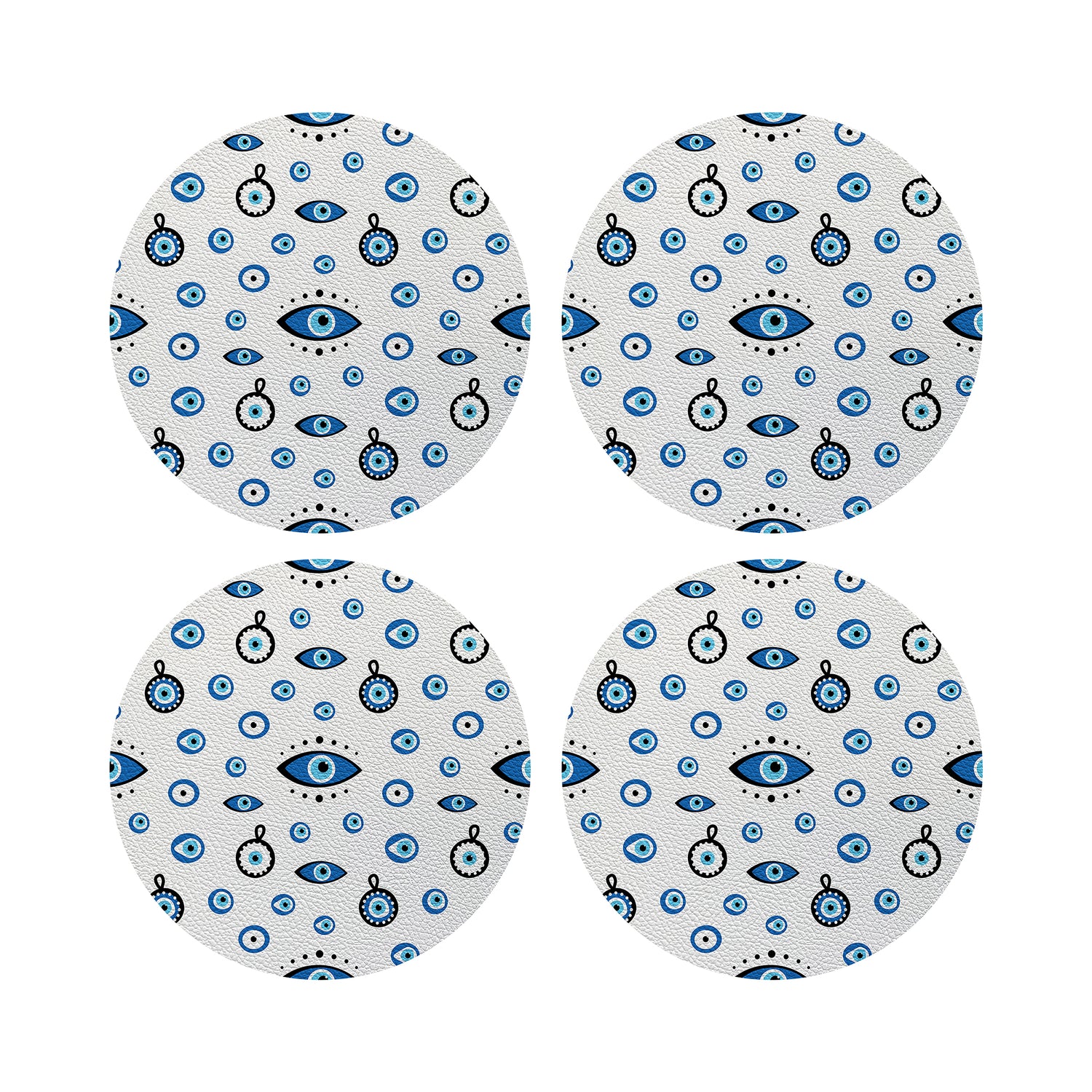 Lot de 4 sets de table ronds « Eye on You » blancs, motif galets