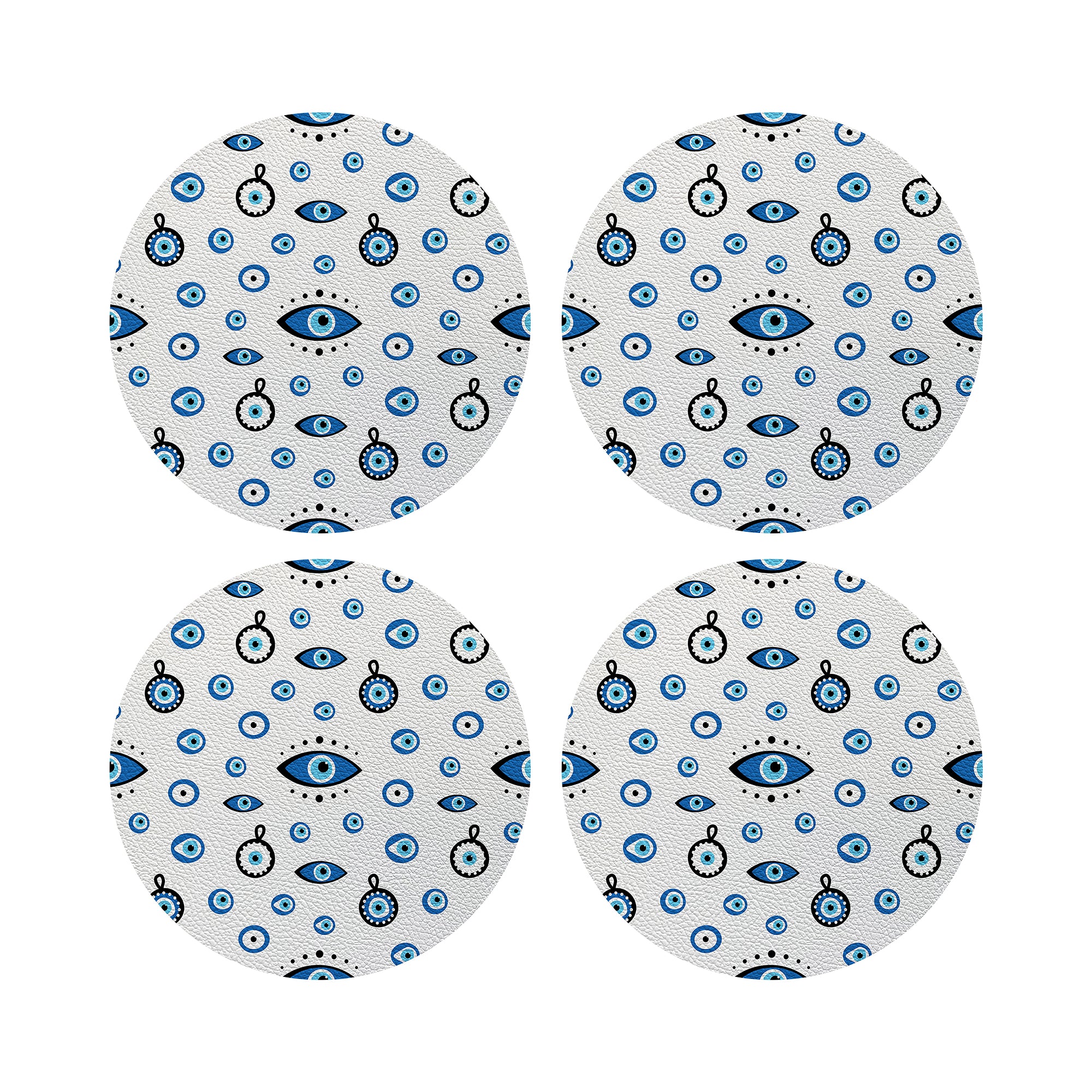 Lot de 4 sets de table ronds « Eye on You » blancs, motif galets