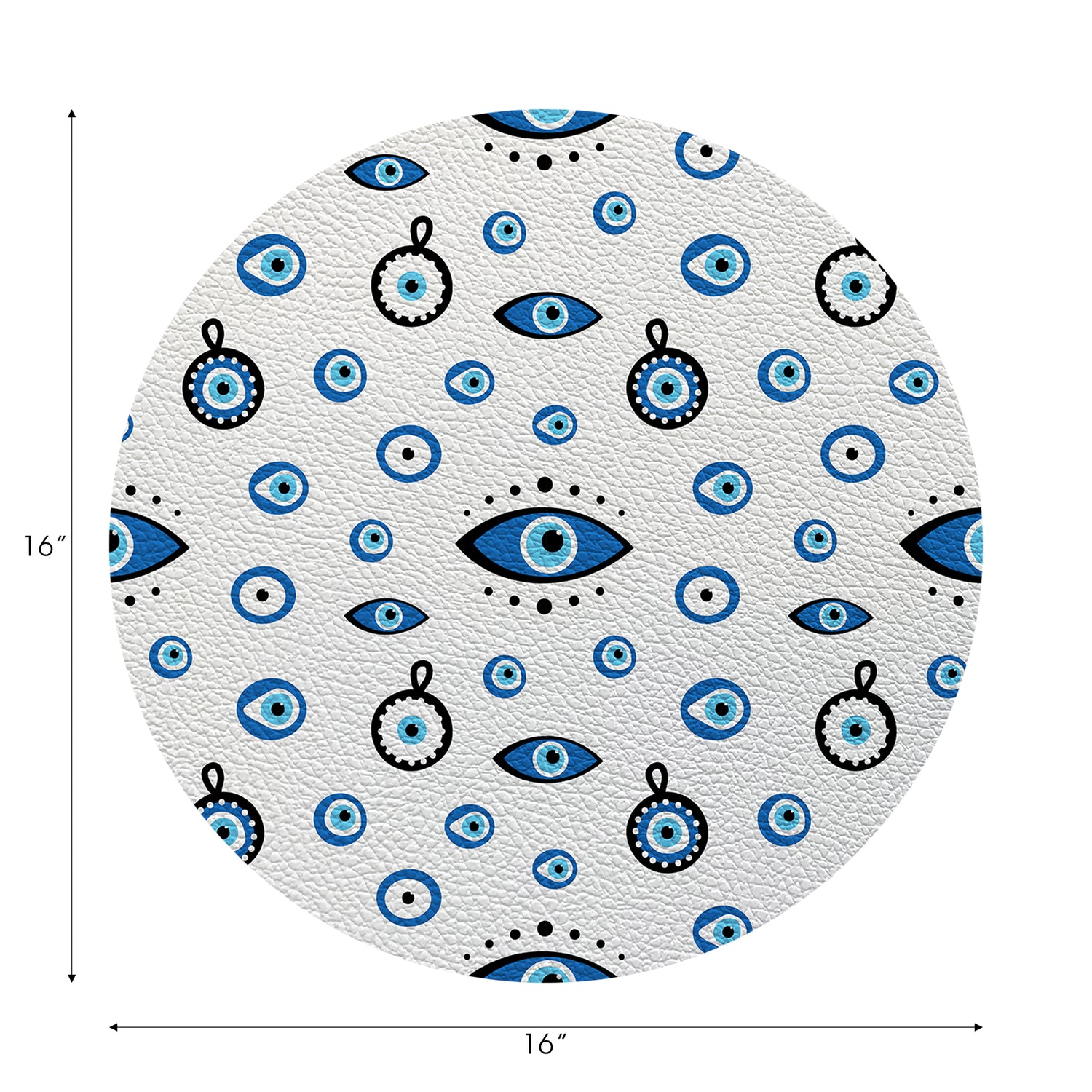 Eye On You White Vegan Leather Round Pebble Placemat