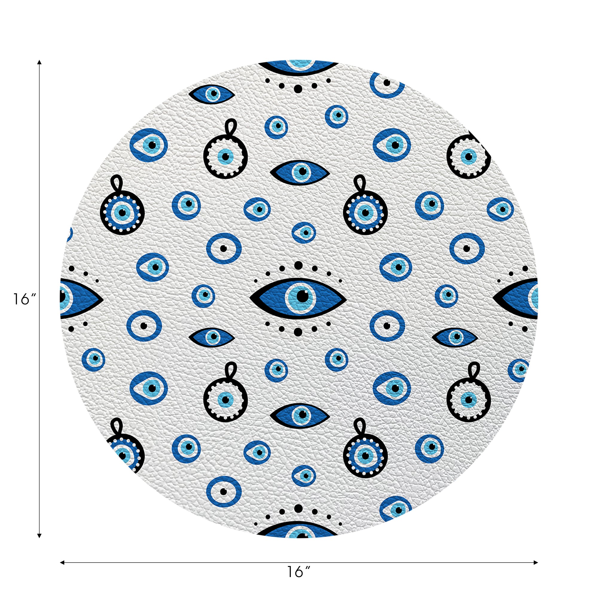 Eye On You White Vegan Leather Round Pebble Placemat