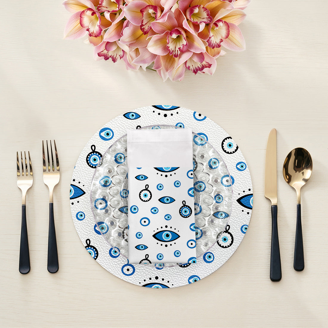 Eye On You White Cotton Sateen Dinner Napkins - nicolettemayer.com