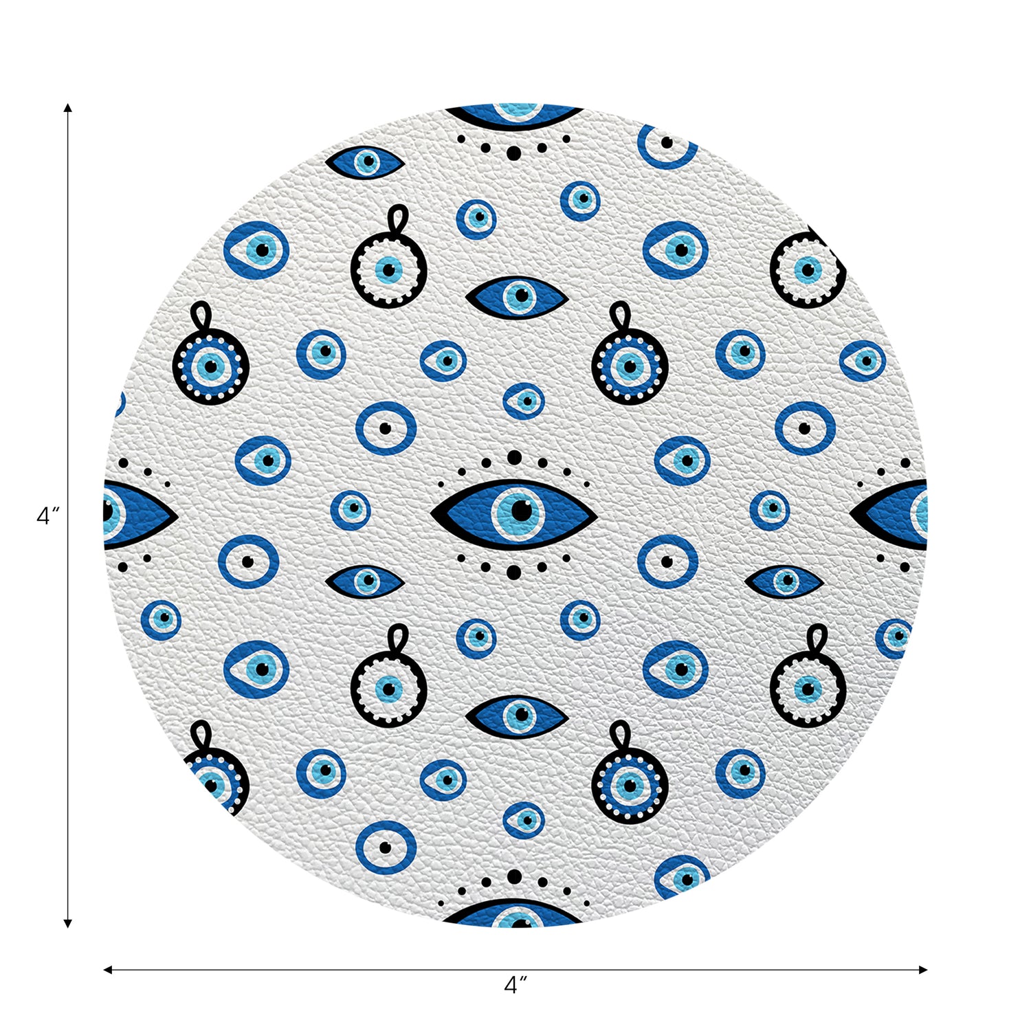 Eye On You White Vegan Leather Round Coasters