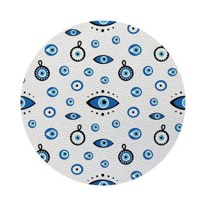 Lot de 4 sets de table ronds « Eye on You » blancs, motif galets