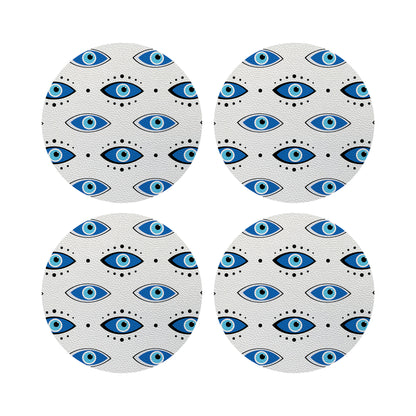 Eyes Blue White 16" Round Pebble Placemats, Set of 4 - nicolettemayer.com