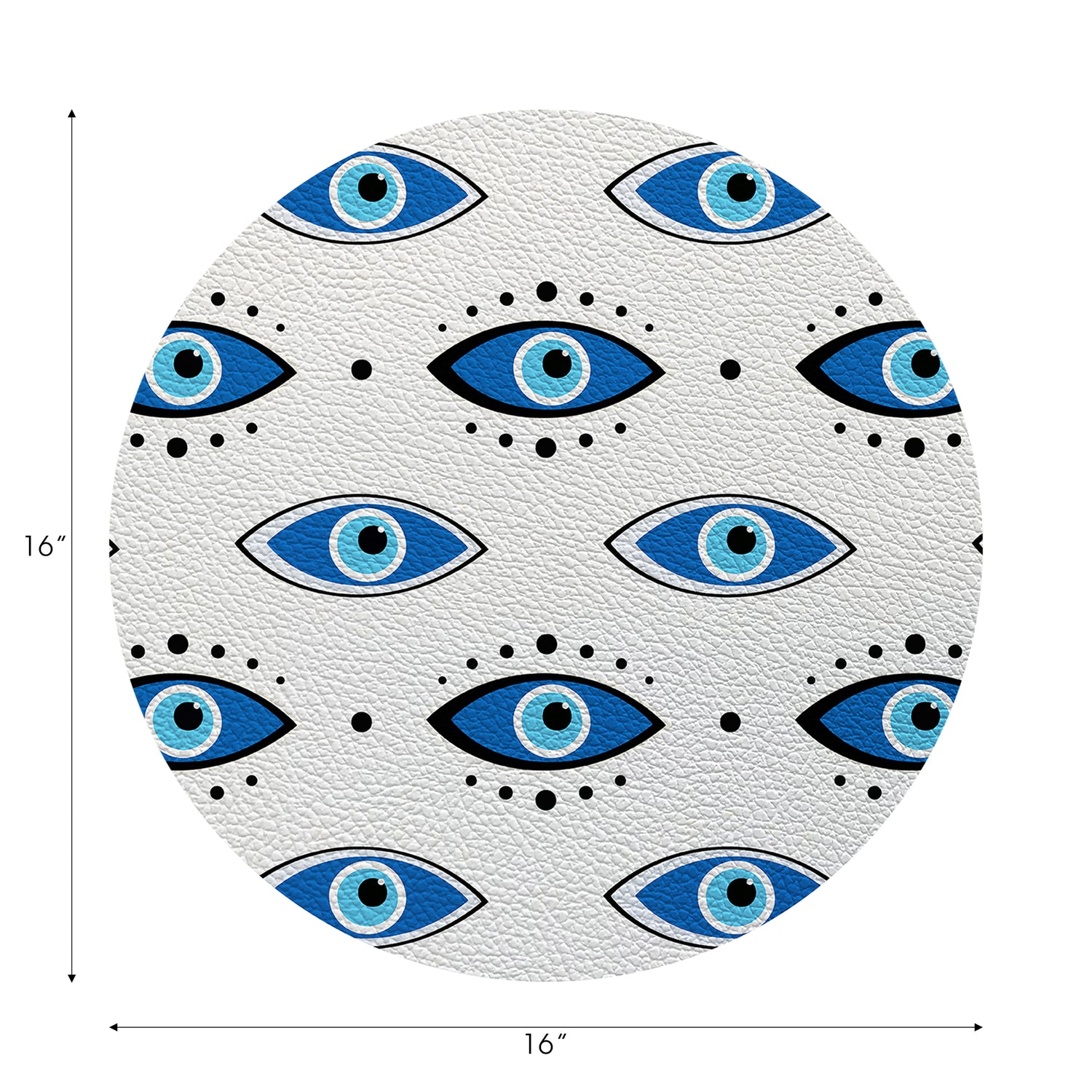 Eyes Blue White Vegan Leather Round Pebble Placemat