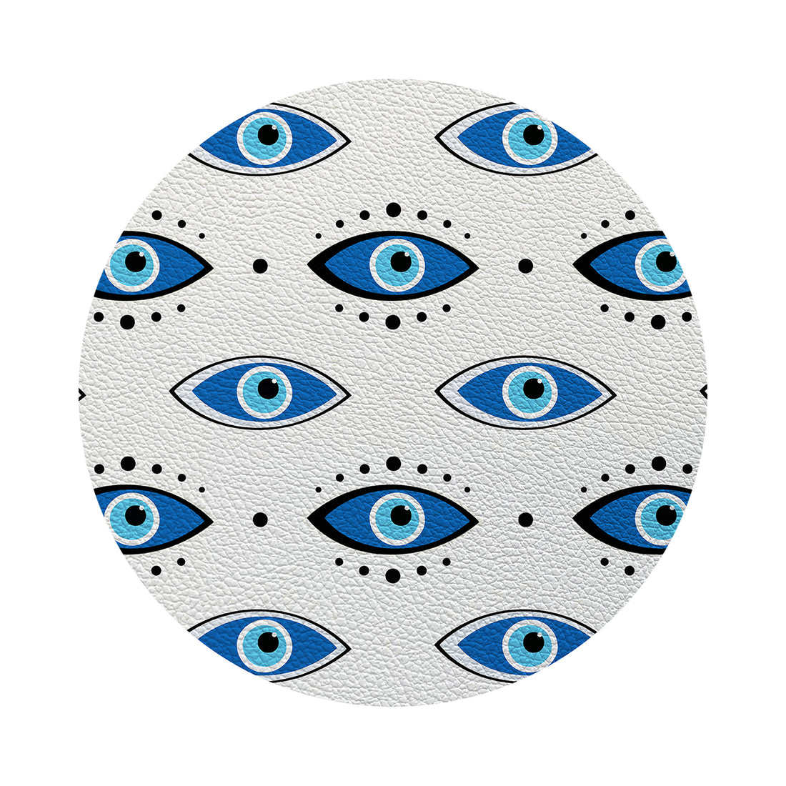 Eyes Blue White Vegan Leather Round Pebble Placemat