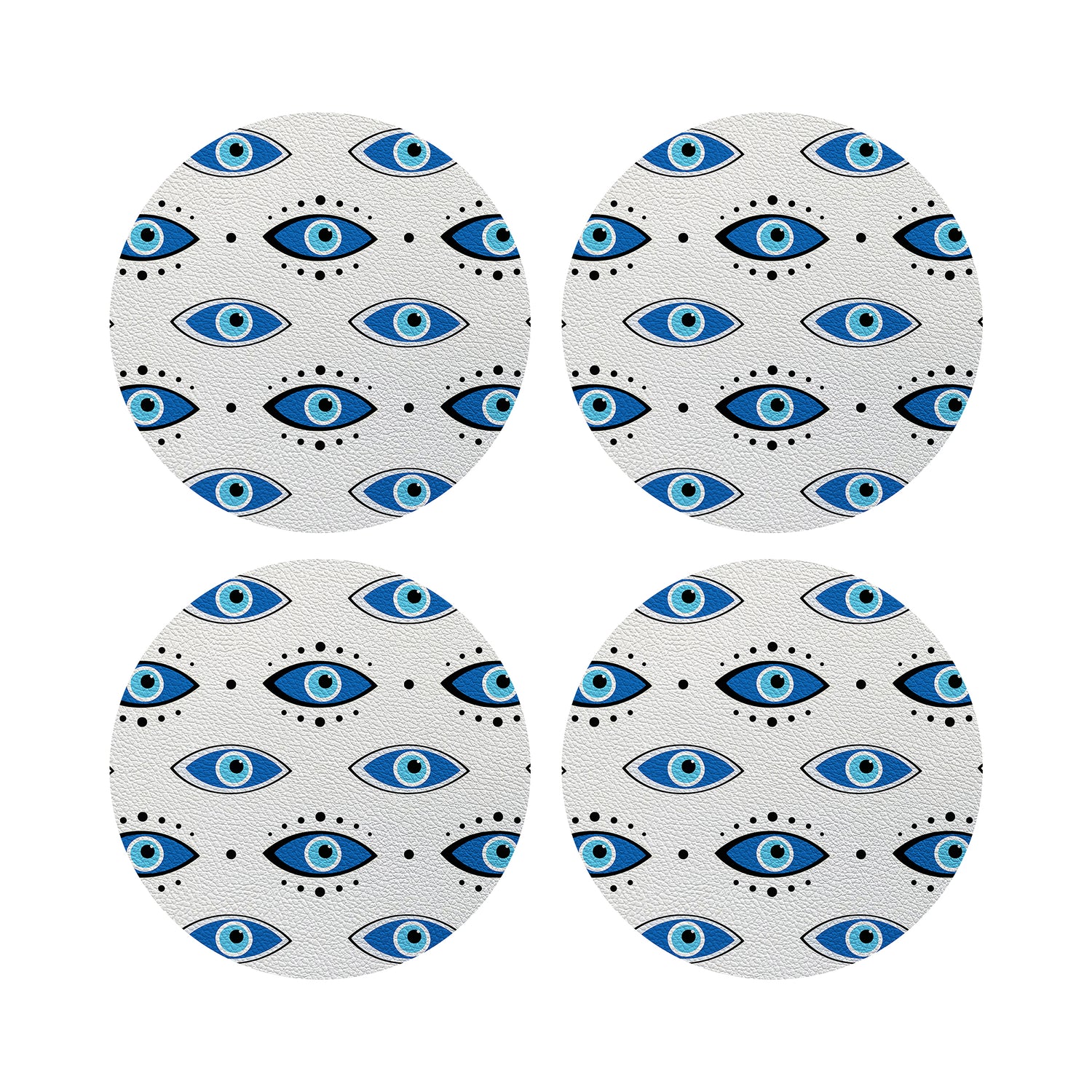 Eyes Blue White 16&quot; Round Pebble Placemats, Set of 4 - nicolettemayer.com