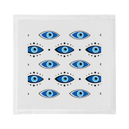 Eyes Blue White Cotton Sateen Dinner Napkins - nicolettemayer.com