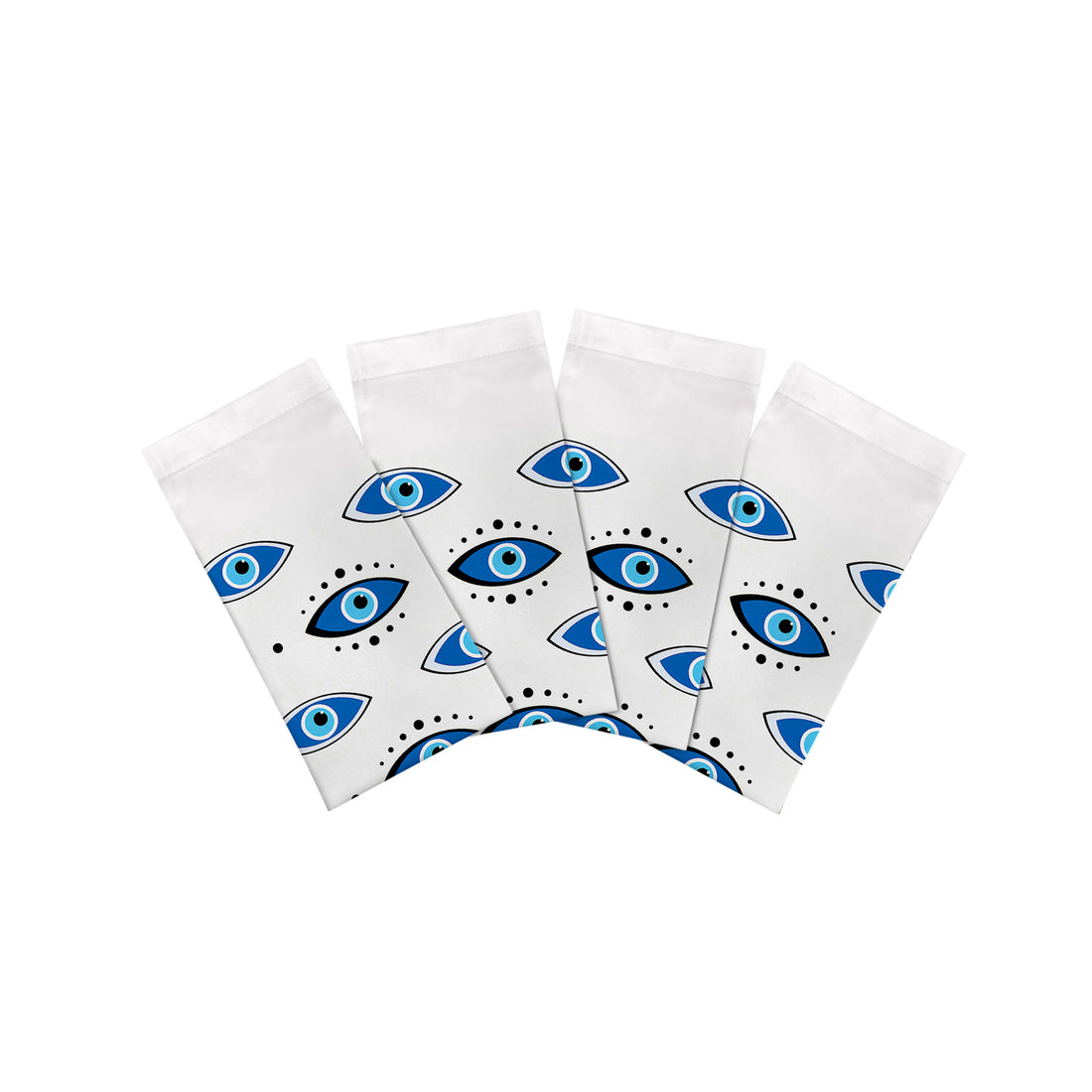 Eyes Blue White Cotton Sateen Dinner Napkins - nicolettemayer.com