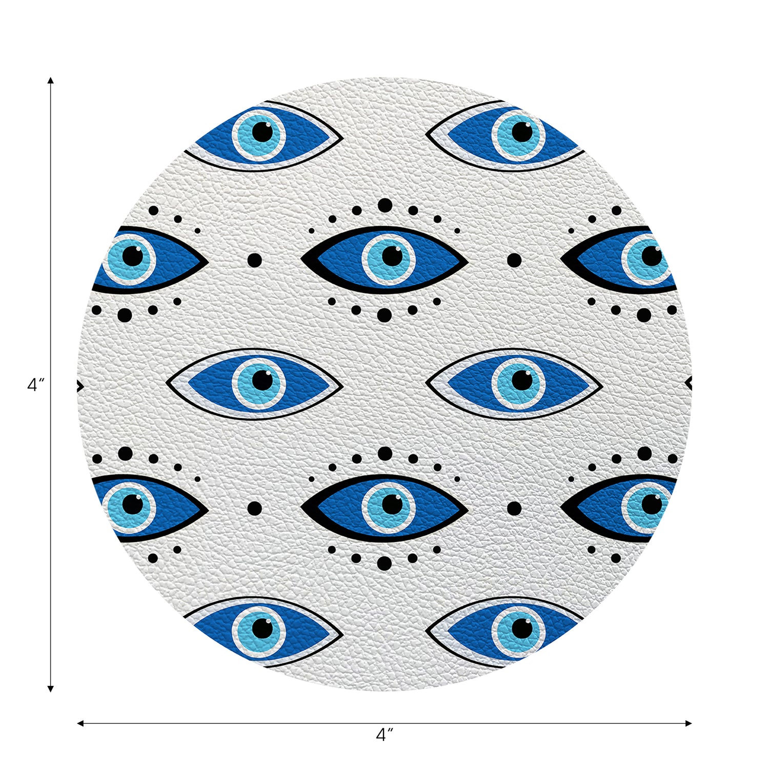 Eyes Blue White Vegan Leather Round Coasters