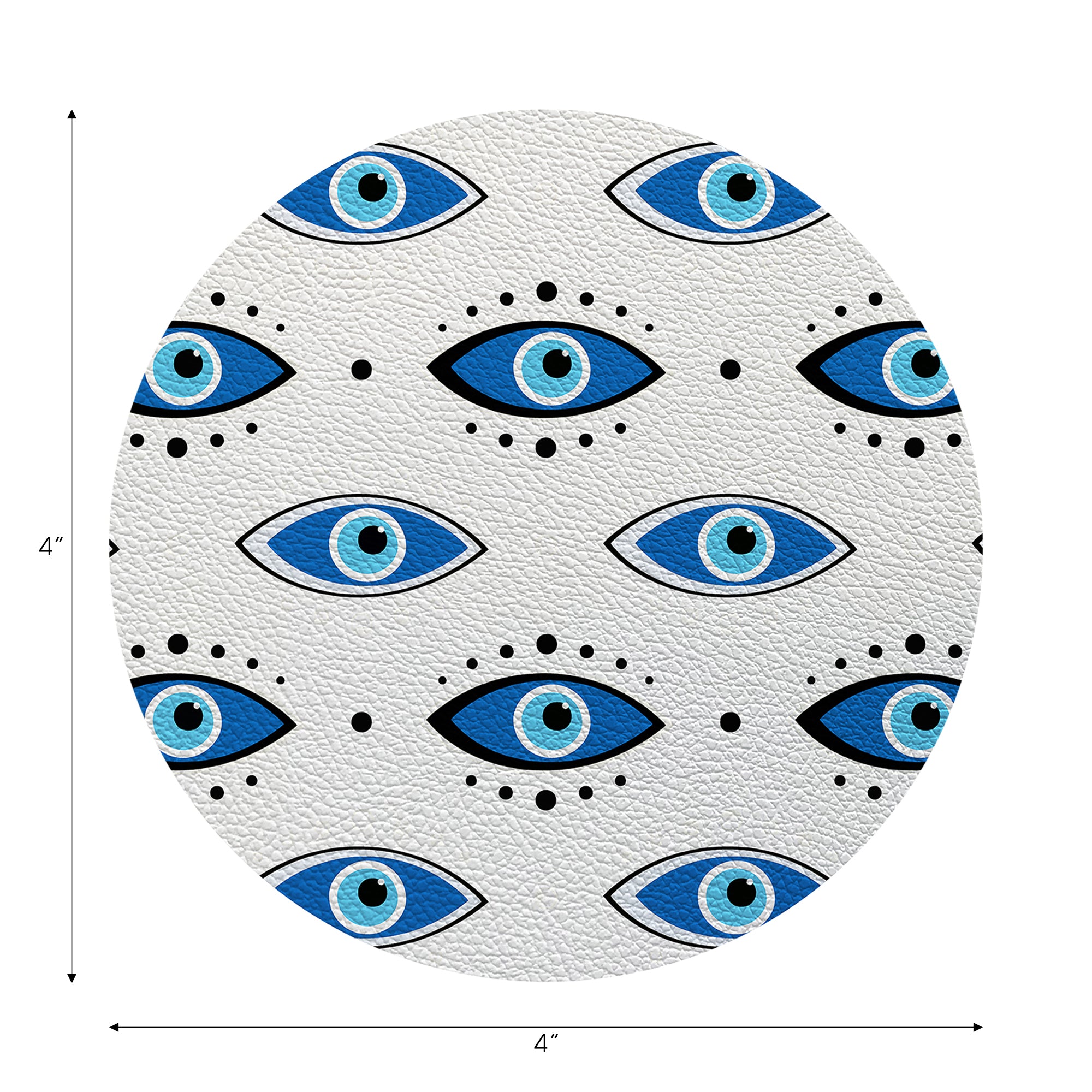 Eyes Blue White Vegan Leather Round Coasters