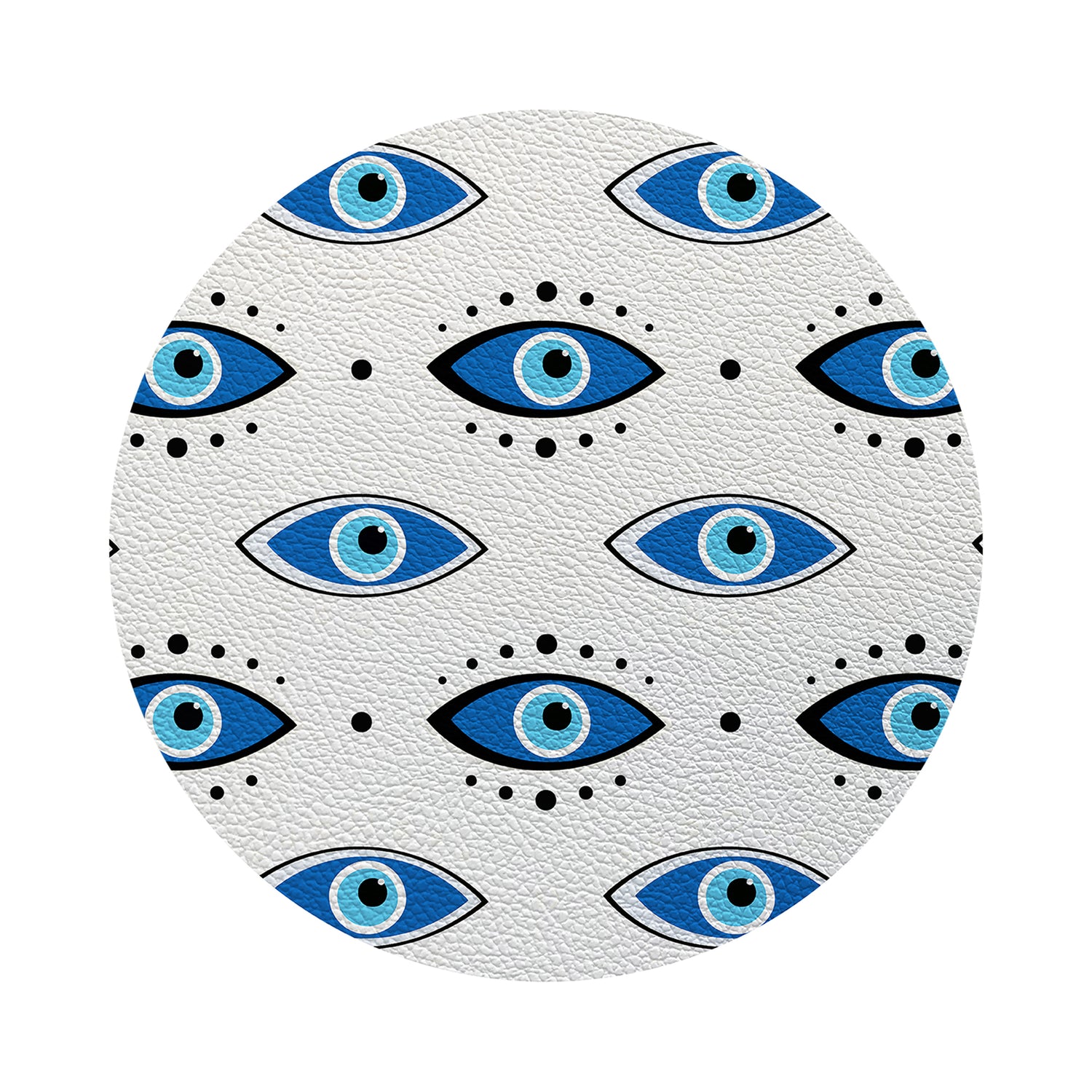 Eyes Blue White Vegan Leather Round Coasters