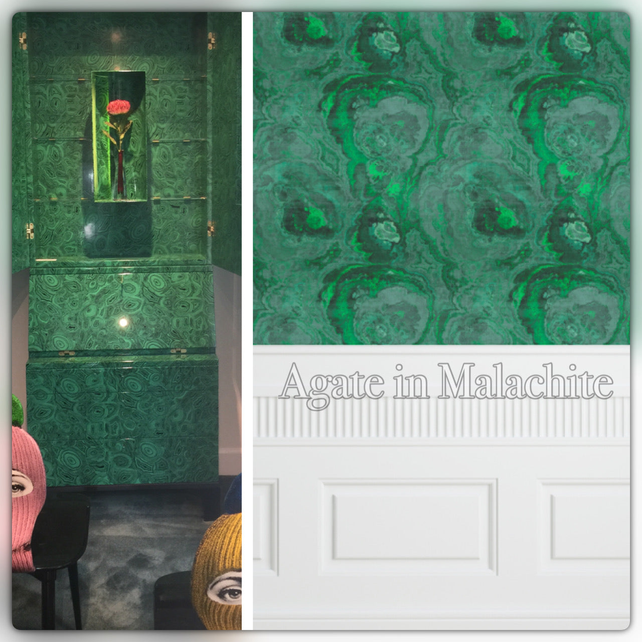 Agate Malachite Wallpaper, Per Yard