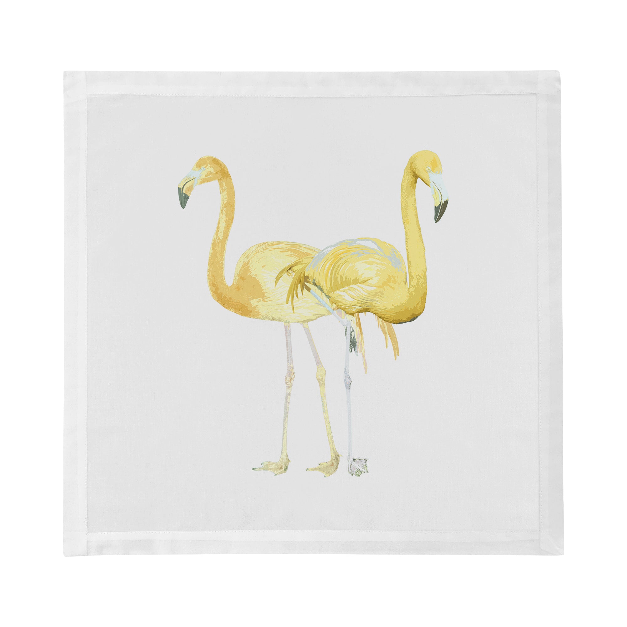Flamingos in the Mirror Golden Cotton Sateen Dinner Napkins - nicolettemayer.com