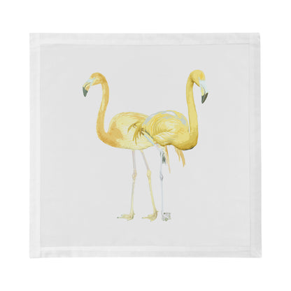 Flamingos in the Mirror Golden Cotton Sateen Dinner Napkins - nicolettemayer.com
