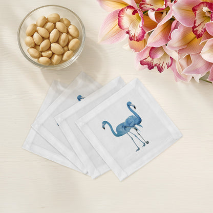 Flamingos in the Mirror Beverly Cotton Sateen Cocktail Napkins - nicolettemayer.com