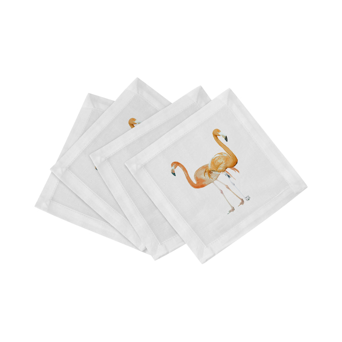 Flamingos in the Mirror Granada Cotton Sateen Cocktail Napkins - nicolettemayer.com