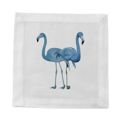 Flamingos in the Mirror Beverly Cotton Sateen Cocktail Napkins - nicolettemayer.com