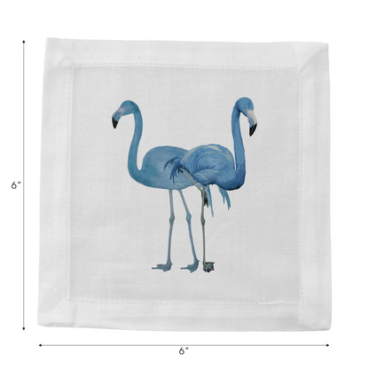 Flamingos in the Mirror Beverly Cotton Sateen Cocktail Napkins - nicolettemayer.com
