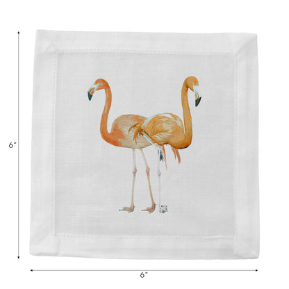 Flamingos in the Mirror Granada Cotton Sateen Cocktail Napkins - nicolettemayer.com