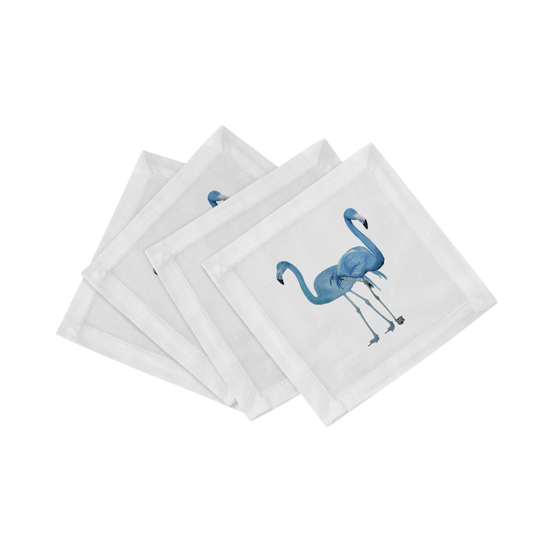 Flamingos in the Mirror Beverly Cotton Sateen Cocktail Napkins - nicolettemayer.com