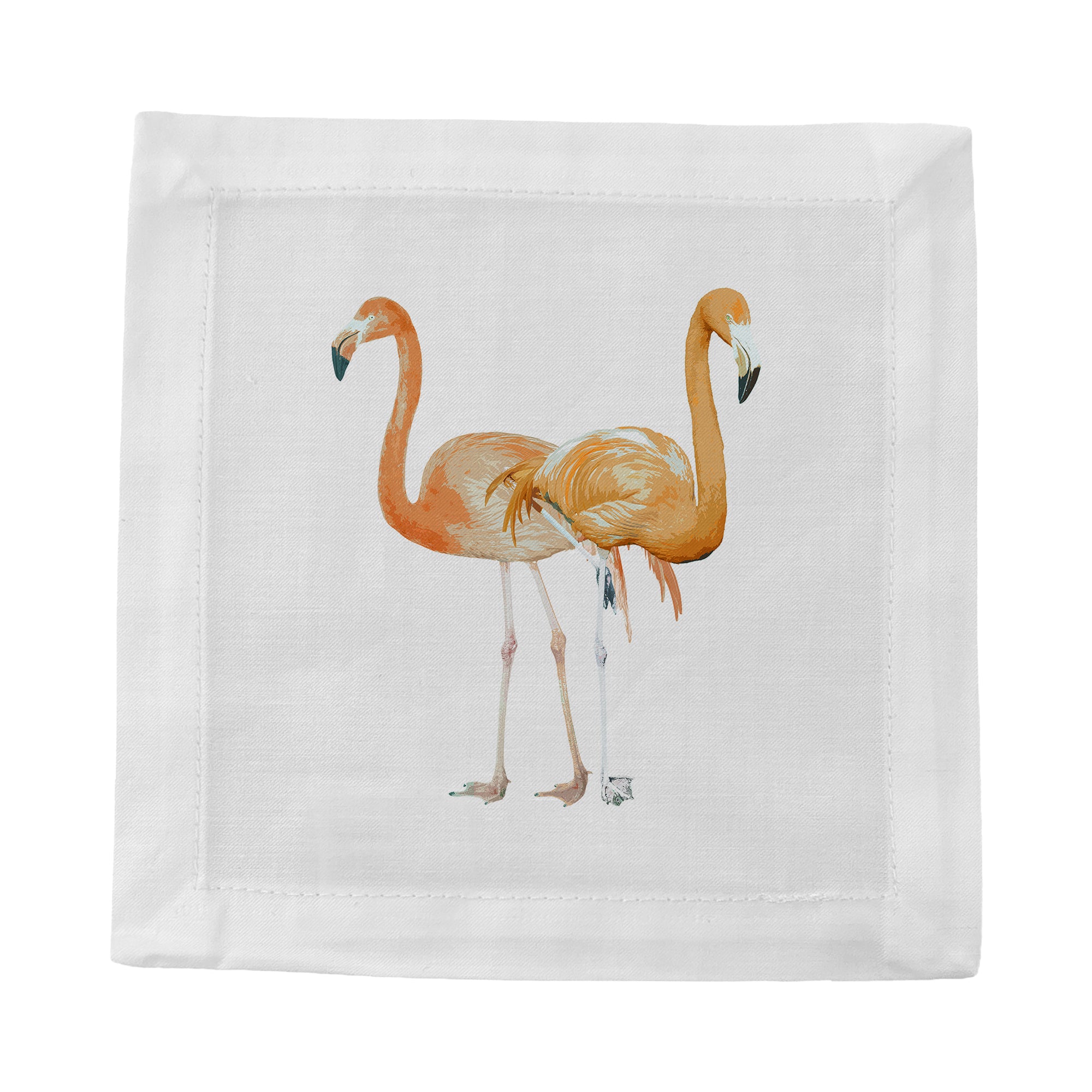 Flamingos in the Mirror Granada Cotton Sateen Cocktail Napkins - nicolettemayer.com