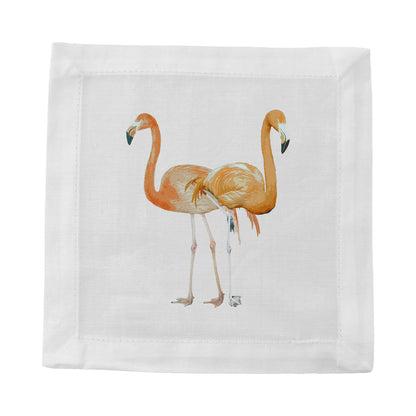 Flamingos in the Mirror Granada Cotton Sateen Cocktail Napkins - nicolettemayer.com