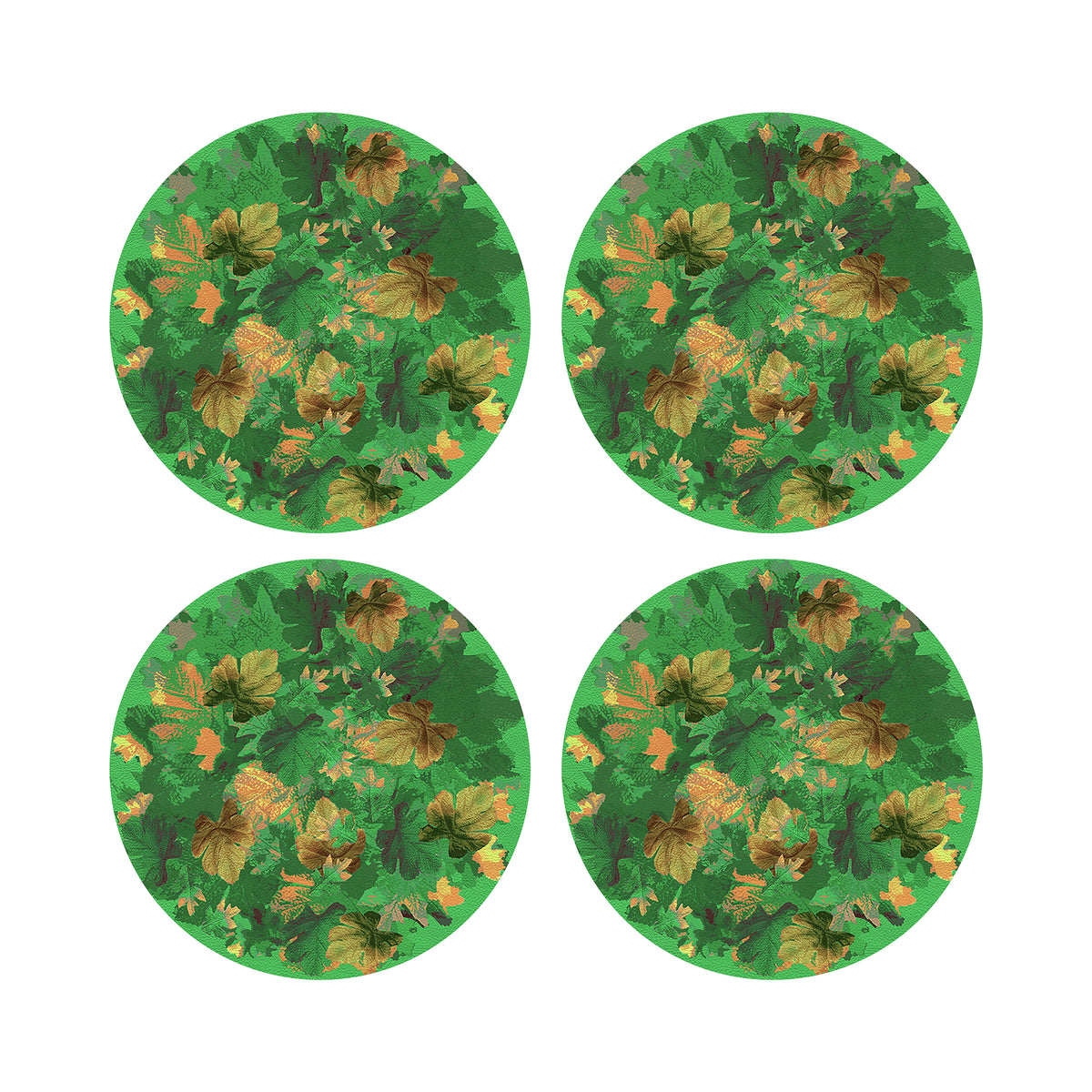 Fallen Leaves Tischset, rund, Kieselstein, Grün, 40,6 cm, 4er-Set
