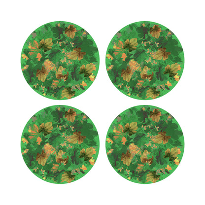Fallen Leaves Green 16&quot; Round Pebble Placemats, Set of 4 - nicolettemayer.com
