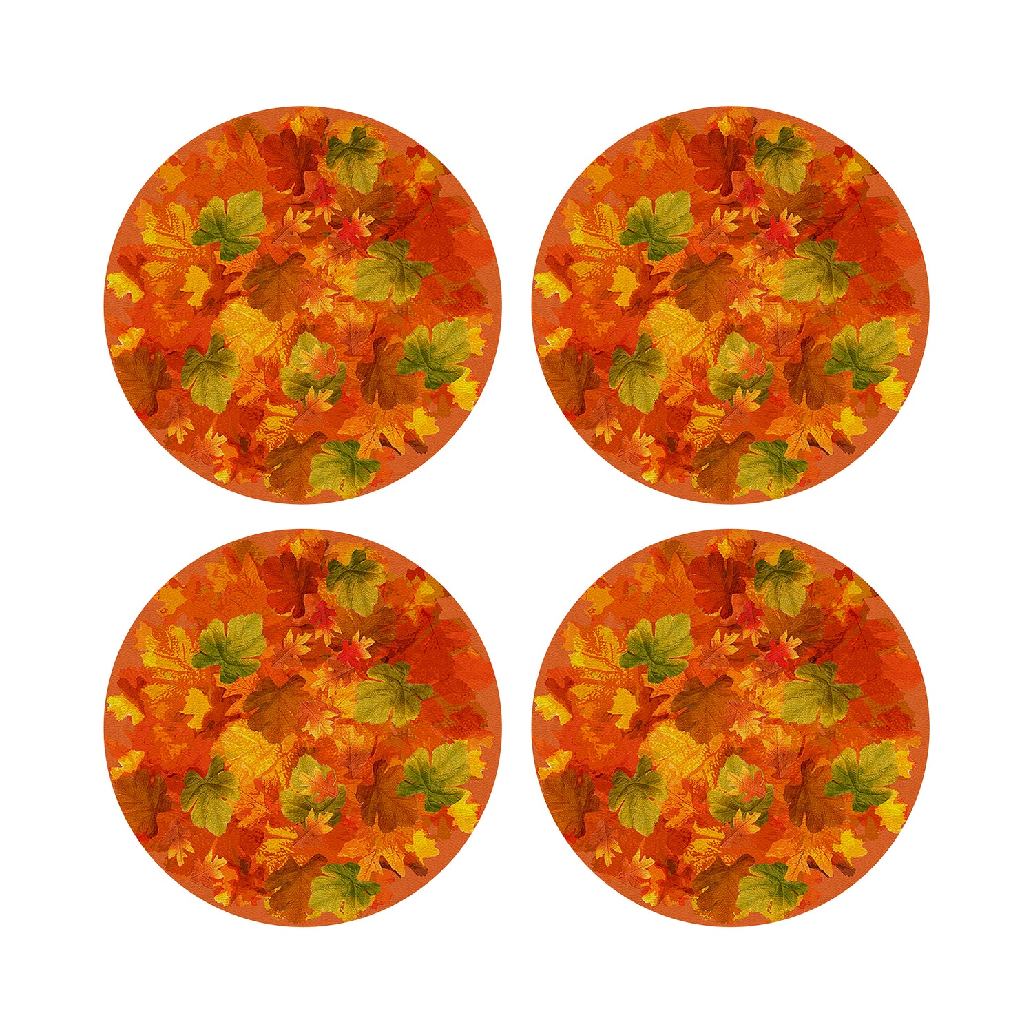 Fallen Leaves Orange 16&quot; Round Pebble Placemats, Set of 4 - nicolettemayer.com
