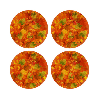Fallen Leaves Orange 16&quot; Round Pebble Placemats, Set of 4 - nicolettemayer.com
